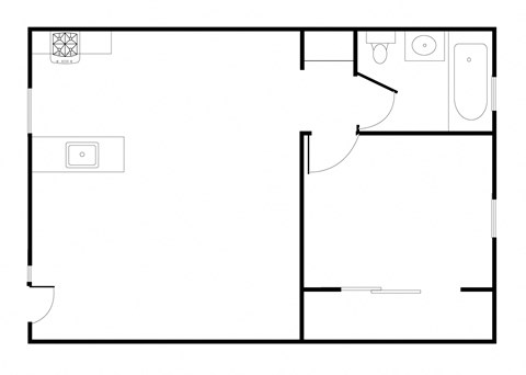 Floor plan for 1 bed, 1 bath, 547 sqft